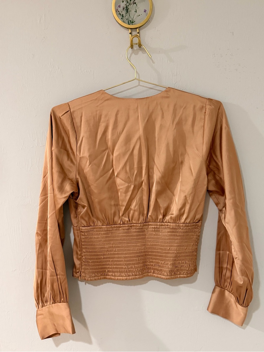 Abercrombie & Fitch Copper Satin V-Neck Long Sleeve Blouse - Picture 3 of 3